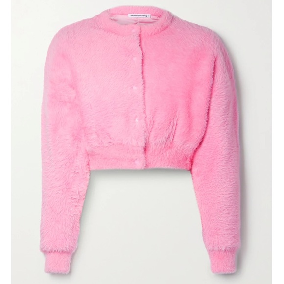 🆕ALEXANDERWANG T PRISM PINK LONG-SLEEVE FAUX FUR CARDIGAN JACKET BUBBLEGUM PINK - Picture 7 of 16